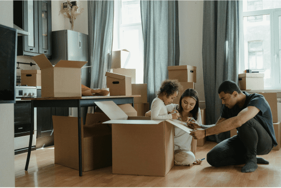 Olympia consultant reviewing an office move estimate with a client