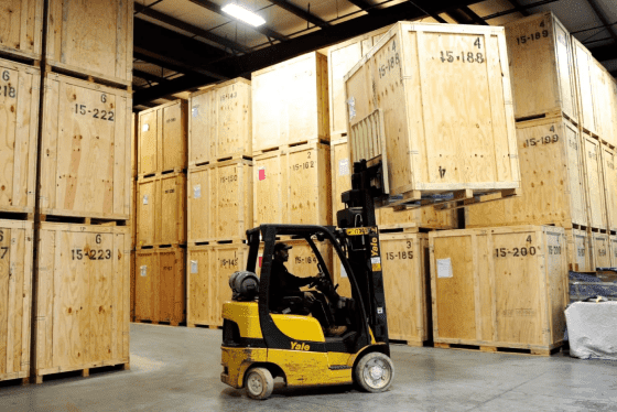 Interior of Olympia's climate-controlled storage warehouse