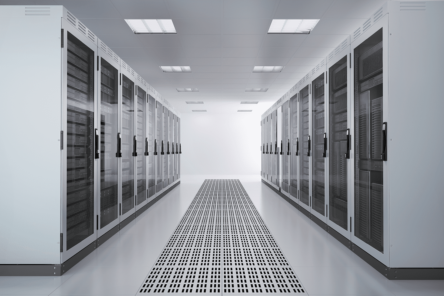 Server room with racked IT equipment