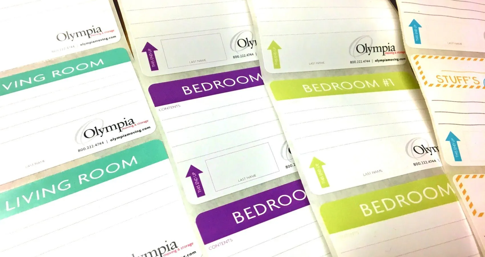 Sheet of free printable moving box labels