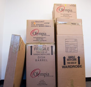 Stack of moving boxes in a range of sizes