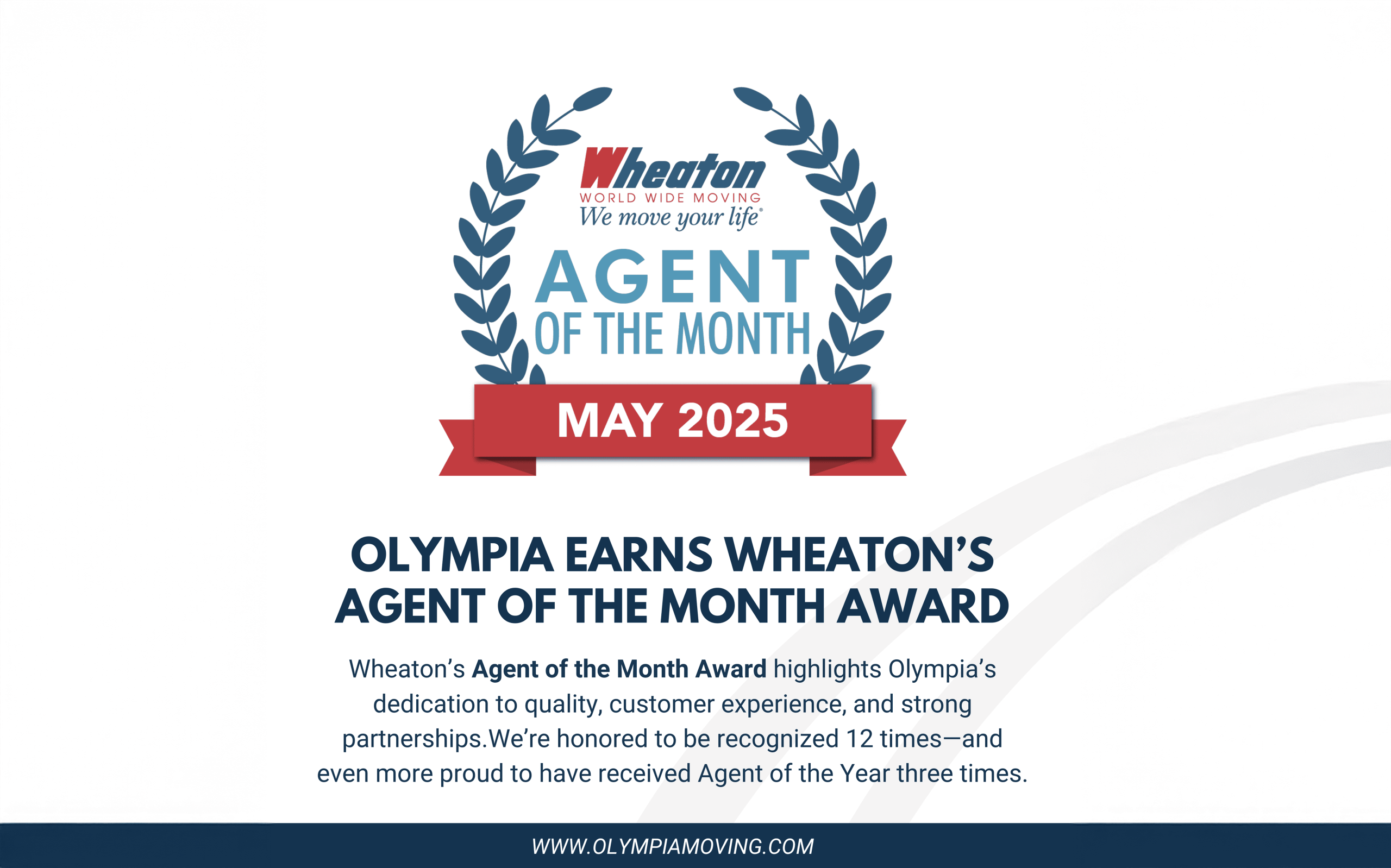 Olympia Moving & Storage named Wheaton Agent of the Month
