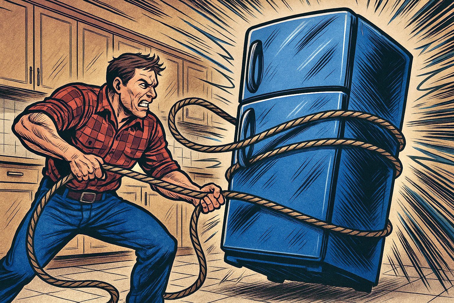 Refrigerator being prepared for a move