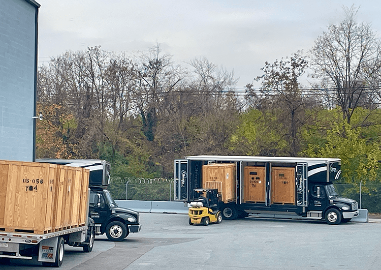 Olympia moving truck being loaded during a Move 360 decluttering service