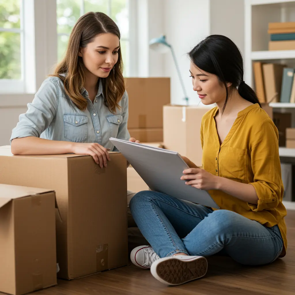 Fragile items improperly packed in a moving box