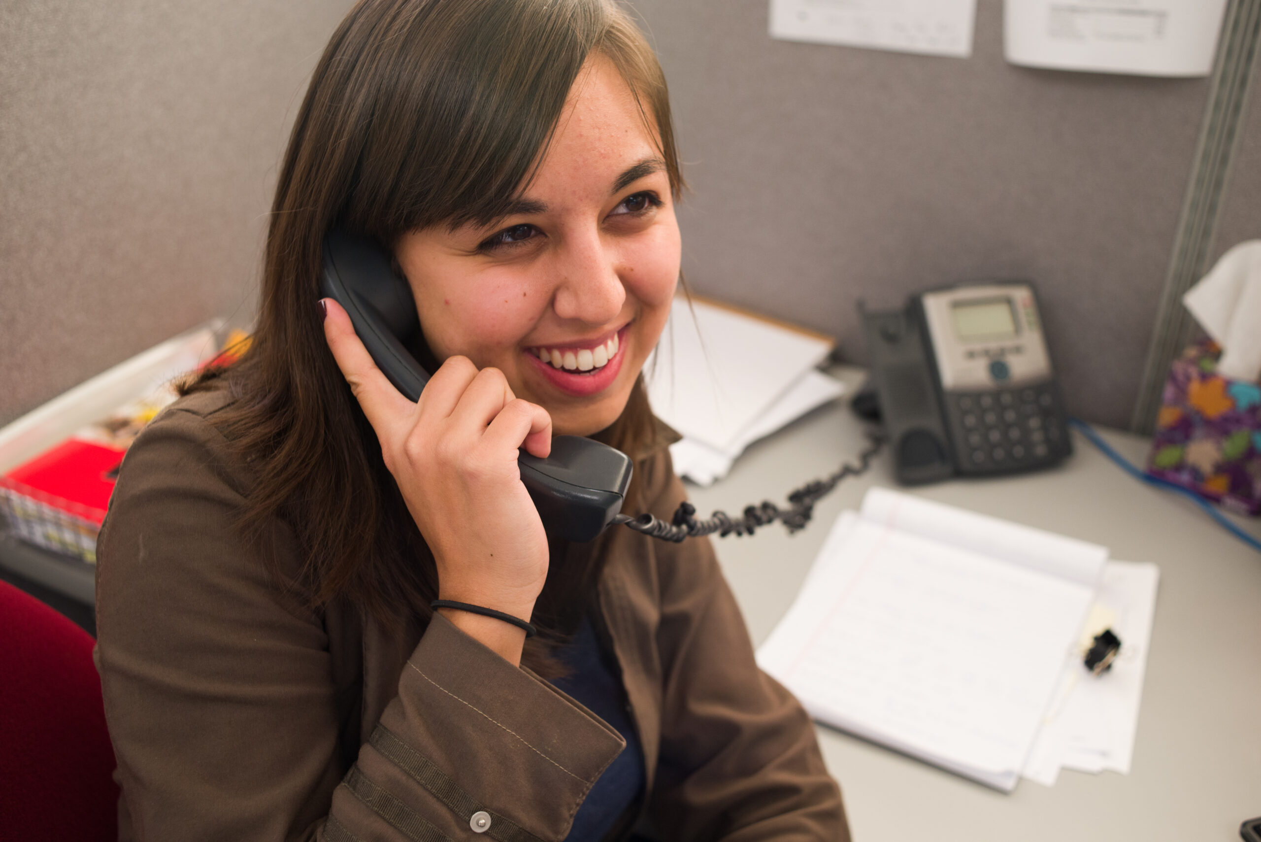 Olympia customer service representative on a call